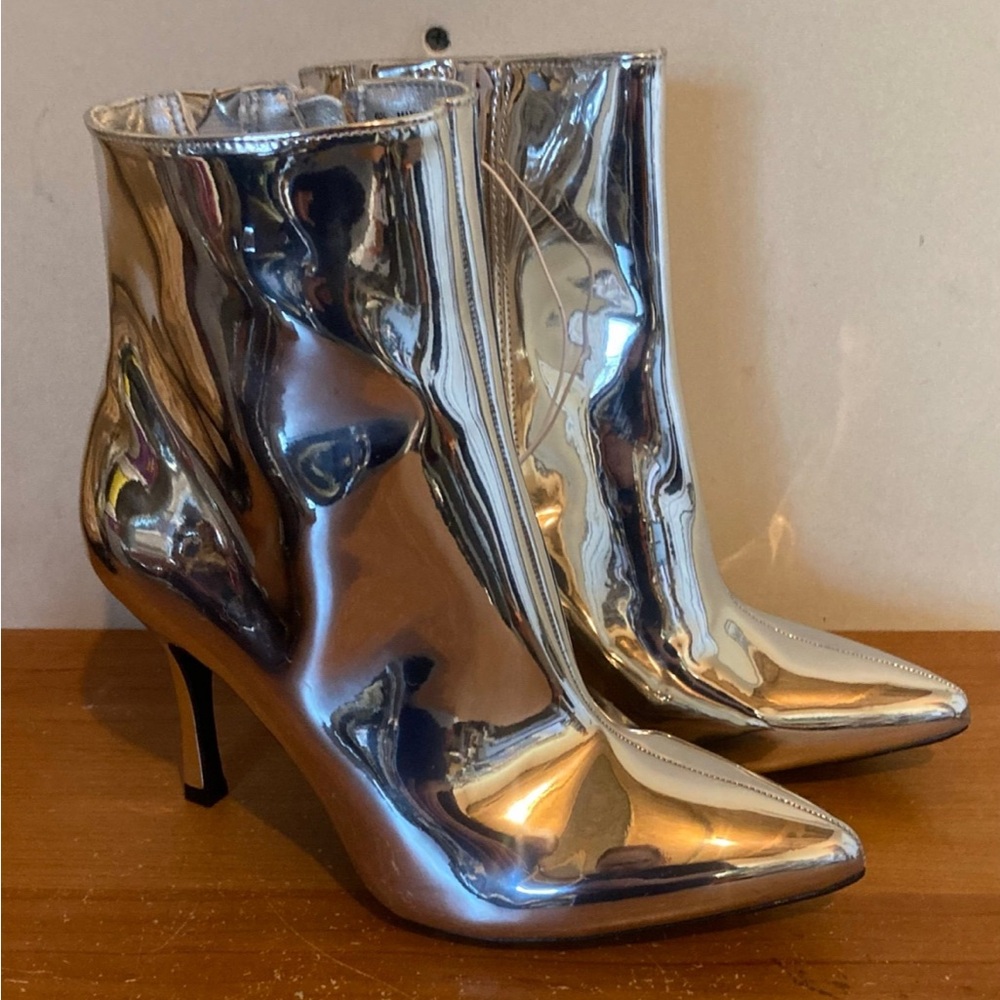 a new day Silver Metallic Pointed Toe Ankle Boots - Picture 2 of 3